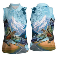 New Zealand South Island Women Sleeveless Polo Shirt Te Waipounamu Aoraki Kea Bird LT14 - Polynesian Pride