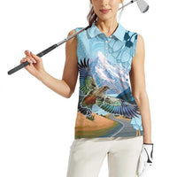 New Zealand South Island Women Sleeveless Polo Shirt Te Waipounamu Aoraki Kea Bird LT14 - Polynesian Pride