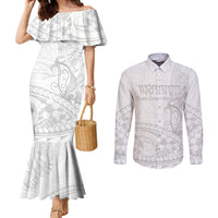 Polynesia Brain Cancer Awareness Couples Matching Mermaid Dress and Long Sleeve Button Shirt In May We Wear Grey