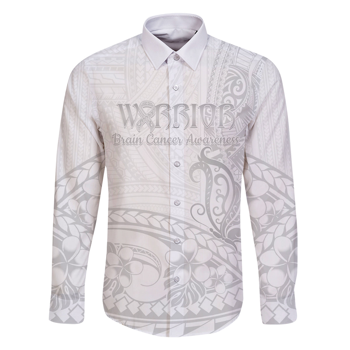 Polynesia Brain Cancer Awareness Family Matching Off The Shoulder Long Sleeve Dress and Hawaiian Shirt In May We Wear Grey