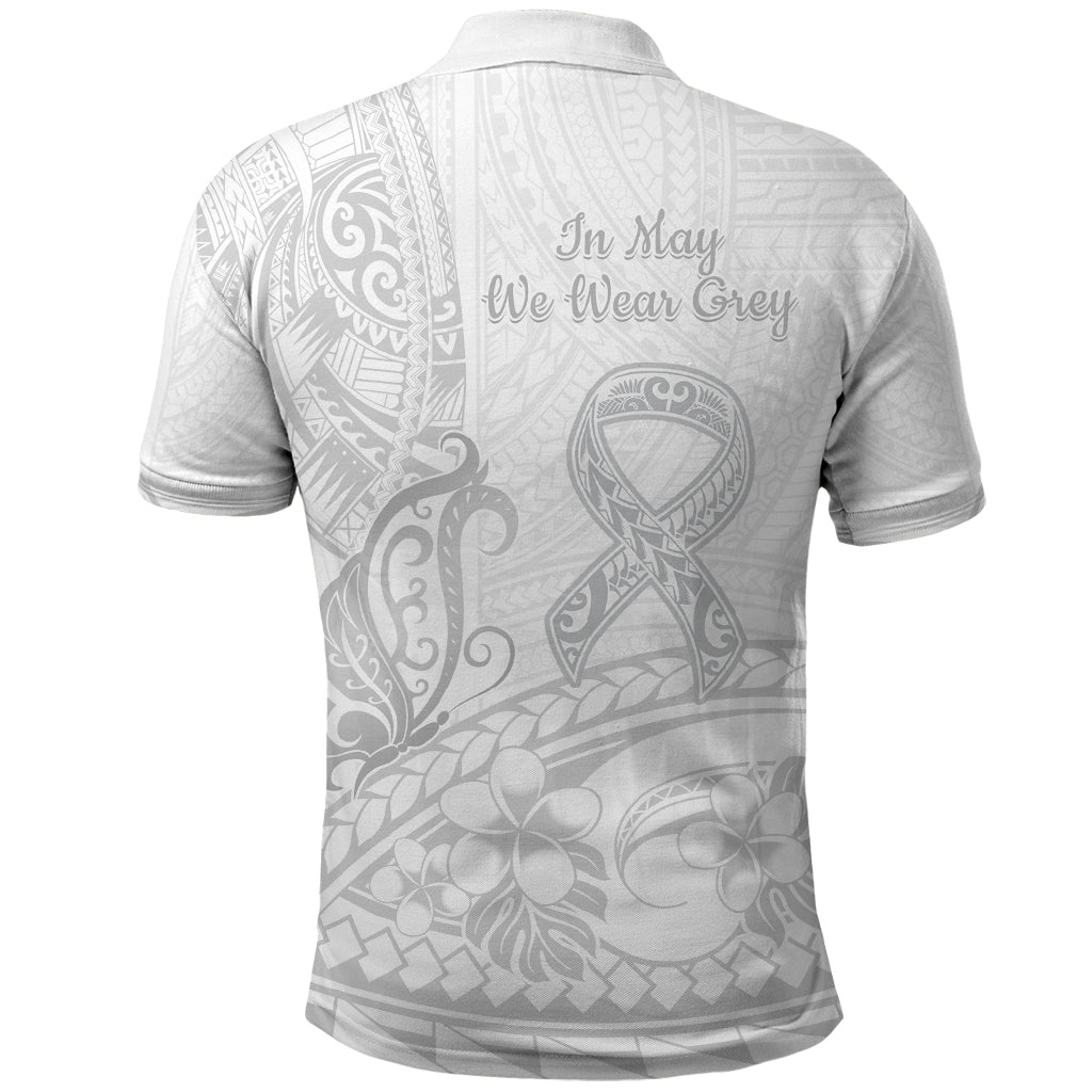 Polynesia Brain Cancer Awareness Polo Shirt In May We Wear Grey