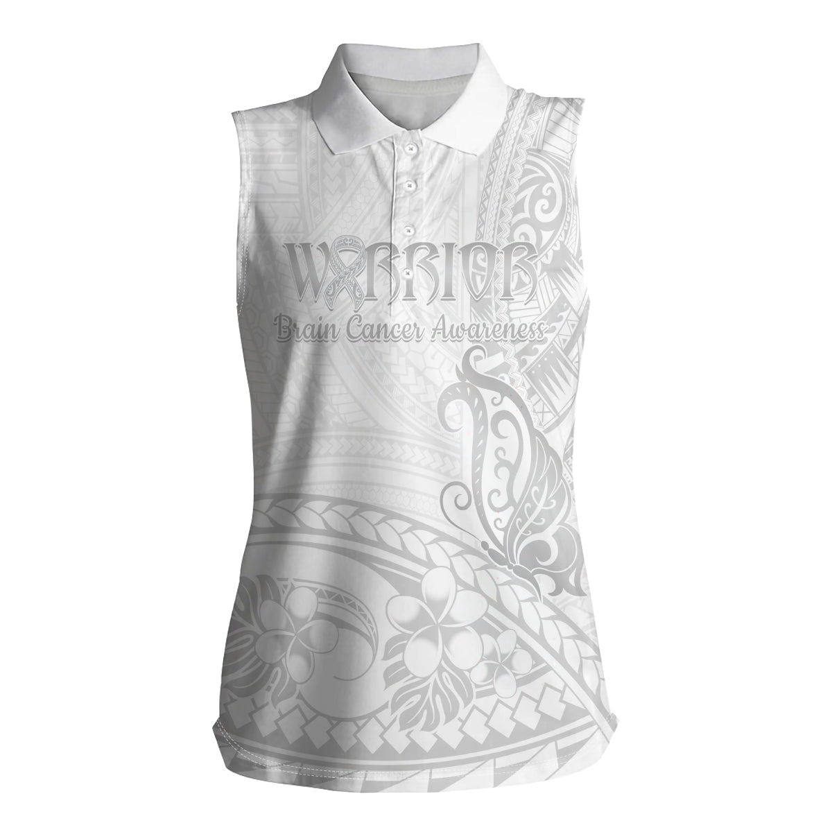 Polynesia Brain Cancer Awareness Women Sleeveless Polo Shirt In May We Wear Grey