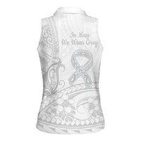 Polynesia Brain Cancer Awareness Women Sleeveless Polo Shirt In May We Wear Grey