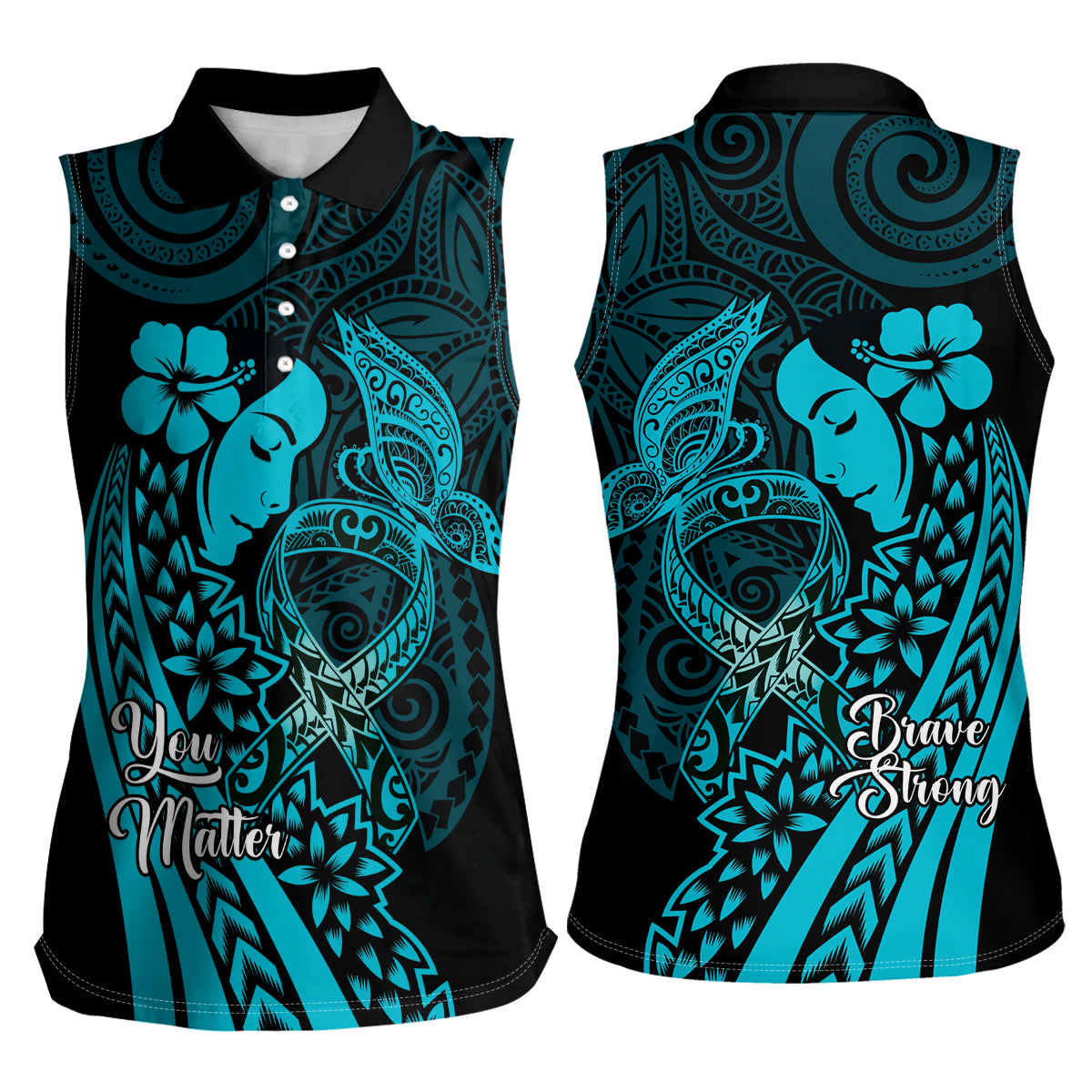 Polynesia World Ovarian Cancer Day Women Sleeveless Polo Shirt You Matter Polynesian Women