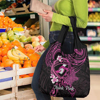 Polynesia Breast Cancer Awareness Grocery Bag Pink Ribbon No One Fights Alone - Black