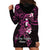 Polynesia Breast Cancer Awareness Hoodie Dress Pink Ribbon No One Fights Alone - Black