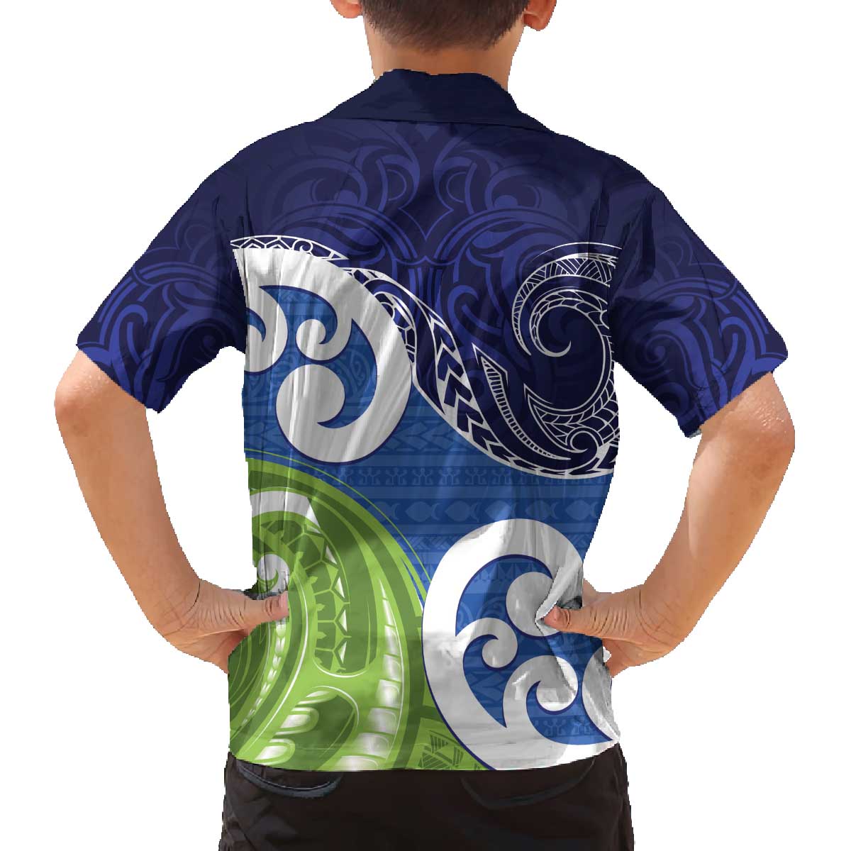Southland New Zealand Family Matching Off The Shoulder Long Sleeve Dress and Hawaiian Shirt Maori Koru Flag Color LT14 - Polynesian Pride