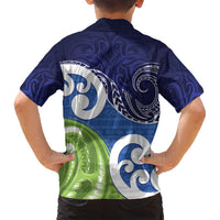 Southland New Zealand Family Matching Off Shoulder Maxi Dress and Hawaiian Shirt Maori Koru Flag Color LT14 - Polynesian Pride