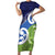 Southland New Zealand Short Sleeve Bodycon Dress Maori Koru Flag Color