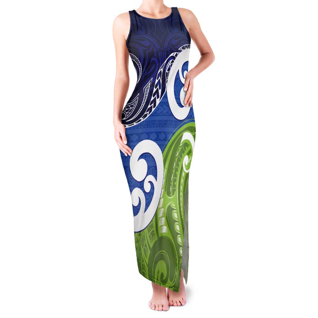 Southland New Zealand Tank Maxi Dress Maori Koru Flag Color