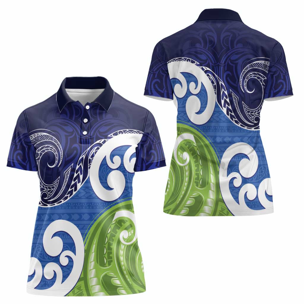 Southland New Zealand Women Polo Shirt Maori Koru Flag Color LT14 - Polynesian Pride