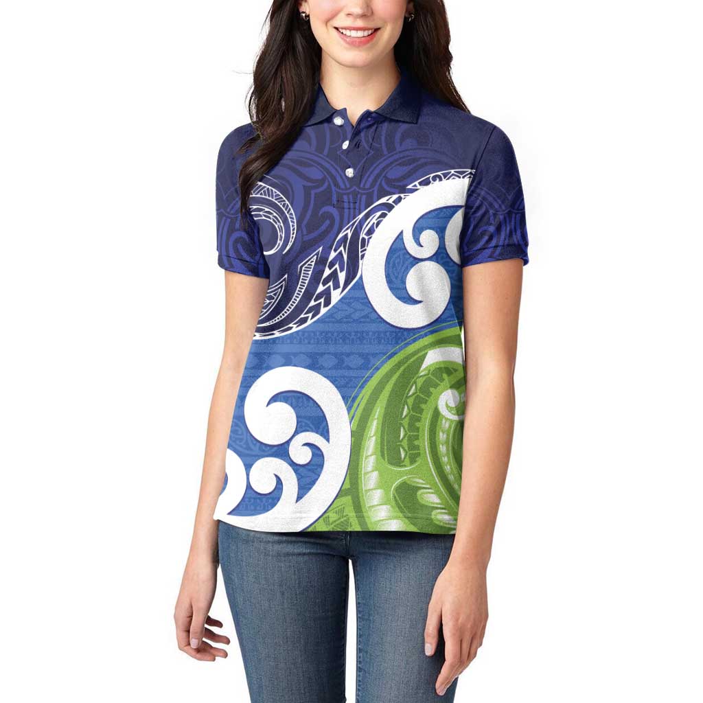 Southland New Zealand Women Polo Shirt Maori Koru Flag Color LT14 - Polynesian Pride