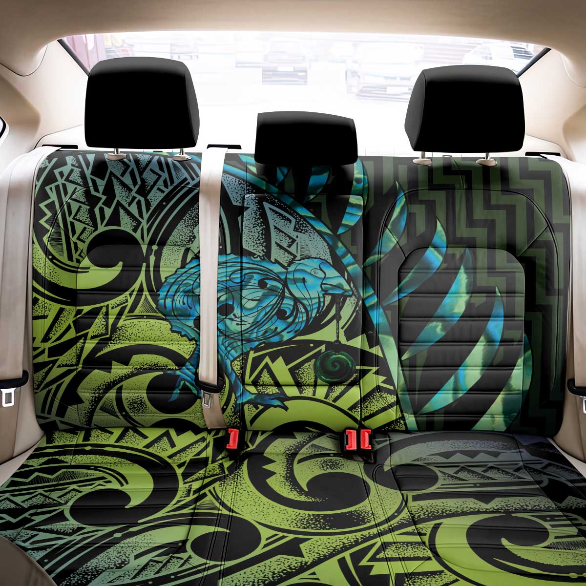 Southland Takehe Pounama Back Car Seat Cover Aotearoa Poutama Paua Shell Fern