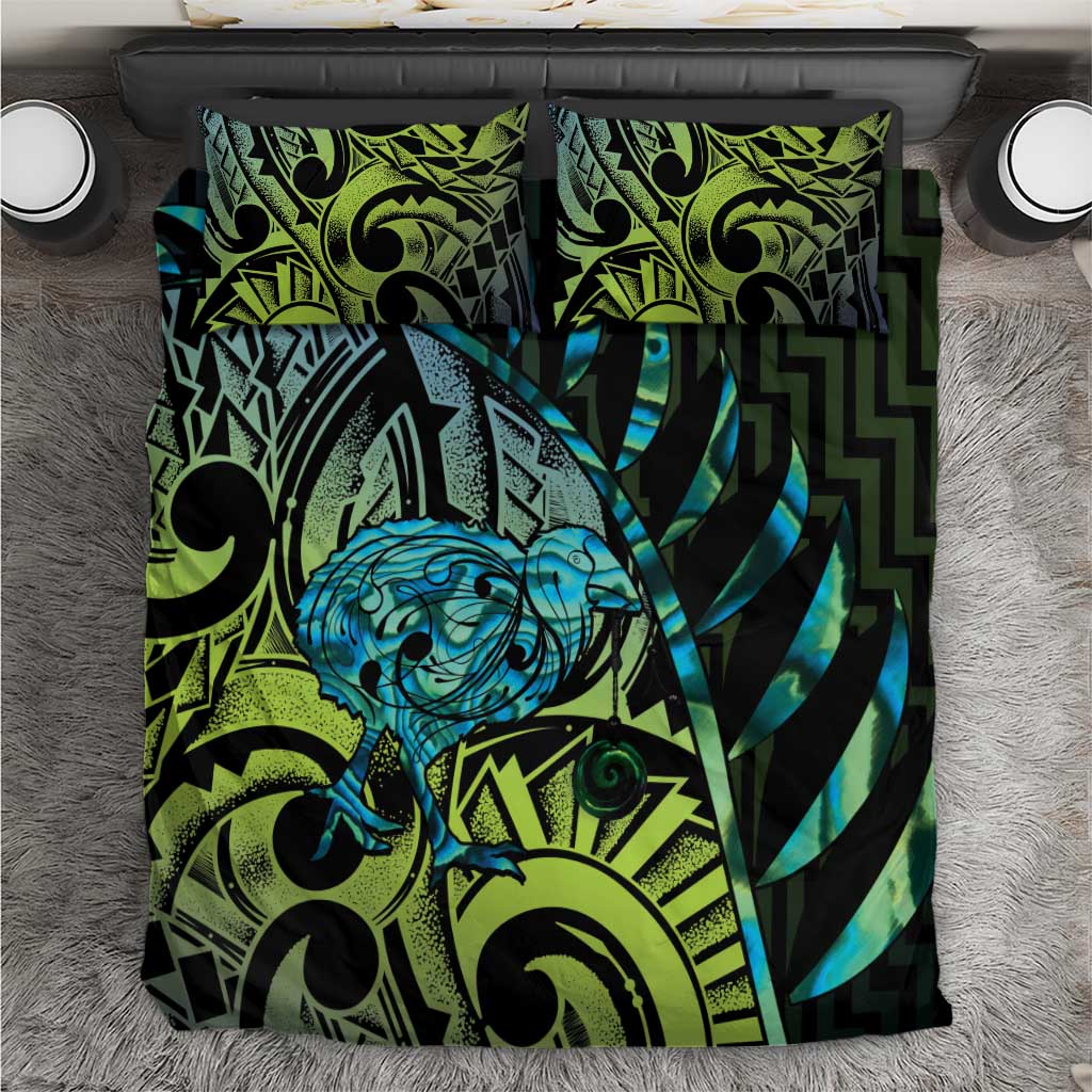 Southland Takehe Pounama Bedding Set Aotearoa Poutama Paua Shell Fern