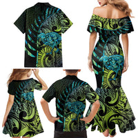 Southland Takehe Pounama Family Matching Mermaid Dress and Hawaiian Shirt Aotearoa Poutama Paua Shell Fern LT14 - Polynesian Pride