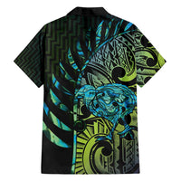 Southland Takehe Pounama Family Matching Off Shoulder Maxi Dress and Hawaiian Shirt Aotearoa Poutama Paua Shell Fern