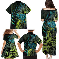 Southland Takehe Pounama Family Matching Puletasi and Hawaiian Shirt Aotearoa Poutama Paua Shell Fern LT14 - Polynesian Pride
