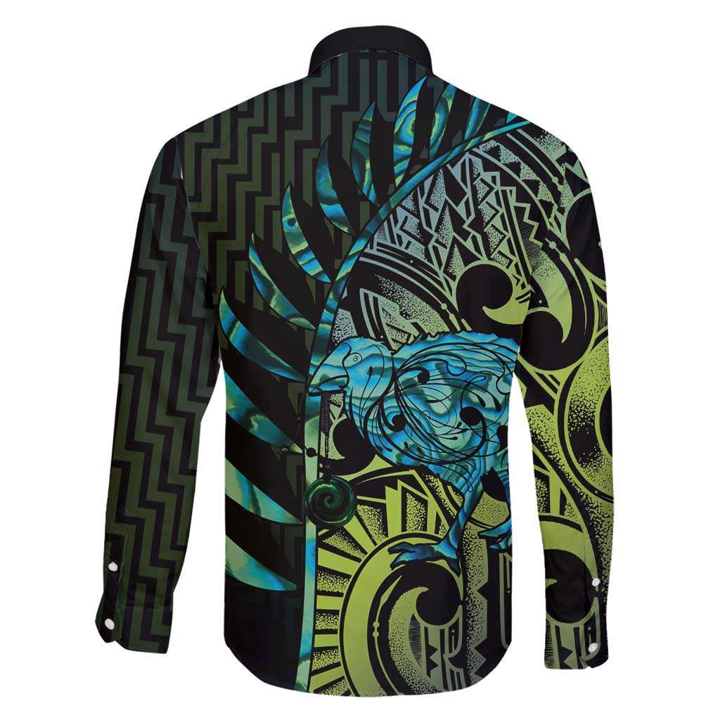 Southland Takehe Pounama Family Matching Summer Maxi Dress and Hawaiian Shirt Aotearoa Poutama Paua Shell Fern