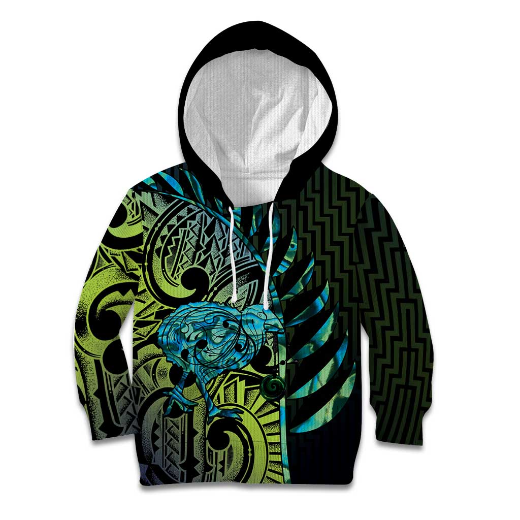 Southland Takehe Pounama Kid Hoodie Aotearoa Poutama Paua Shell Fern