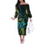 Southland Takehe Pounama Off The Shoulder Long Sleeve Dress Aotearoa Poutama Paua Shell Fern