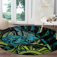 Southland Takehe Pounama Round Carpet Aotearoa Poutama Paua Shell Fern