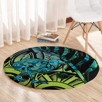 Southland Takehe Pounama Round Carpet Aotearoa Poutama Paua Shell Fern