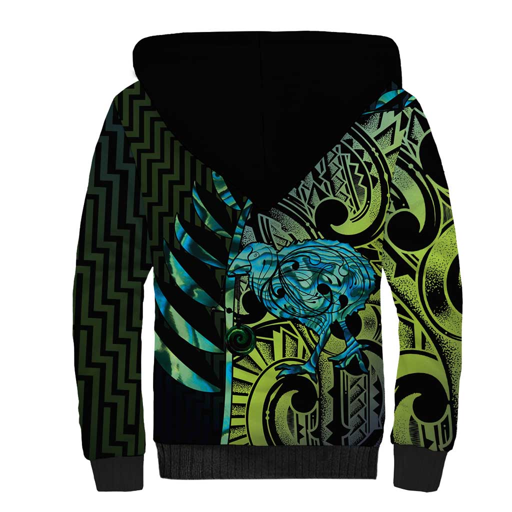 Southland Takehe Pounama Sherpa Hoodie Aotearoa Poutama Paua Shell Fern