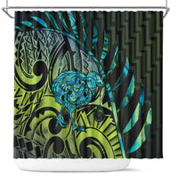 Southland Takehe Pounama Shower Curtain Aotearoa Poutama Paua Shell Fern