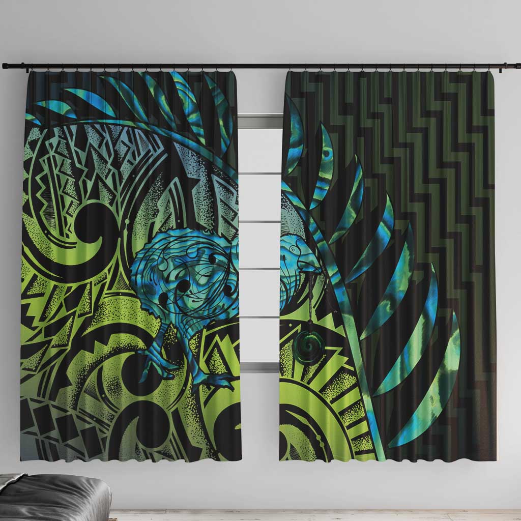 Southland Takehe Pounama Window Curtain Aotearoa Poutama Paua Shell Fern