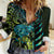Southland Takehe Pounama Women Casual Shirt Aotearoa Poutama Paua Shell Fern