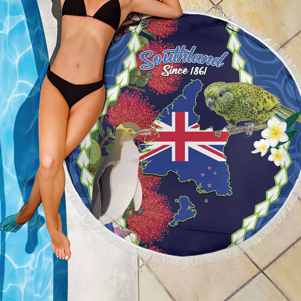 Southland Anniversary Day Beach Blanket Murihiku 1861 Maori Bird Mix Pohutukawa