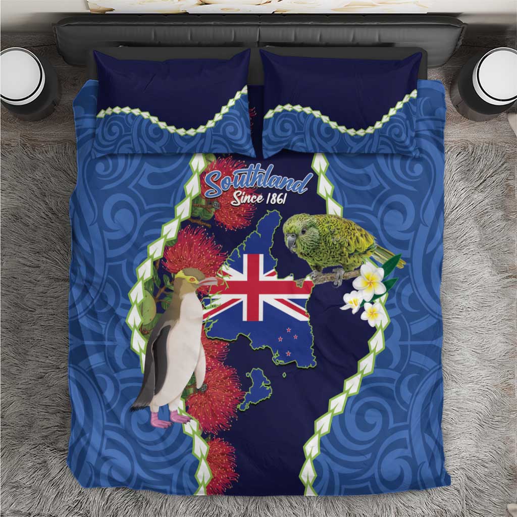 Southland Anniversary Day Bedding Set Murihiku 1861 Maori Bird Mix Pohutukawa