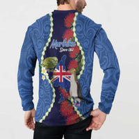 Southland Anniversary Day Button Sweatshirt Murihiku 1861 Maori Bird Mix Pohutukawa