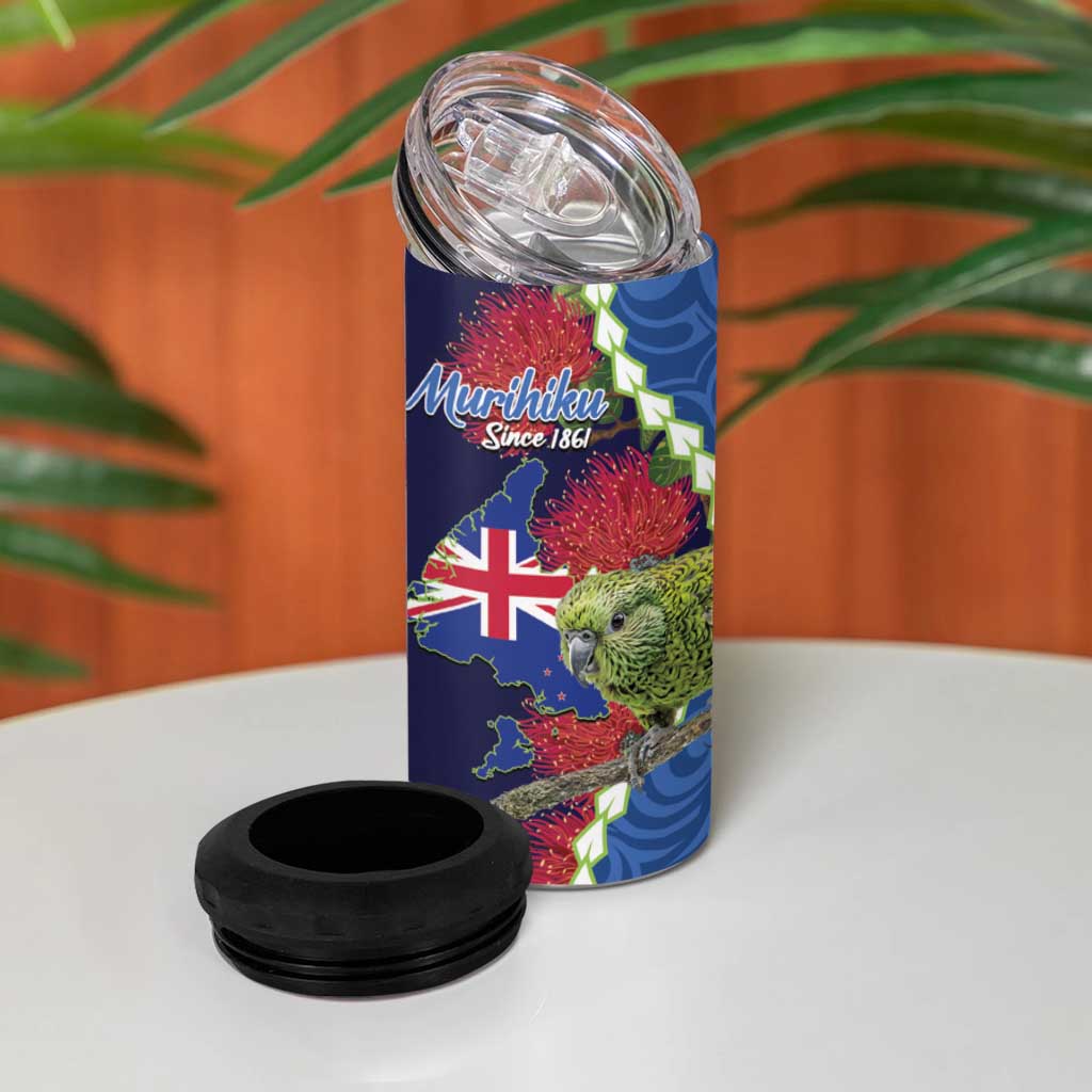 Southland Anniversary Day 4 in 1 Can Cooler Tumbler Murihiku 1861 Maori Bird Mix Pohutukawa