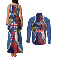 Southland Anniversary Day Couples Matching Tank Maxi Dress and Long Sleeve Button Shirt Murihiku 1861 Maori Bird Mix Pohutukawa LT14 - Polynesian Pride