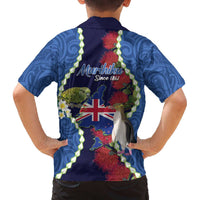 Southland Anniversary Day Family Matching Off The Shoulder Long Sleeve Dress and Hawaiian Shirt Murihiku 1861 Maori Bird Mix Pohutukawa LT14 - Polynesian Pride