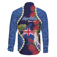 Southland Anniversary Day Family Matching Off Shoulder Short Dress and Hawaiian Shirt Murihiku 1861 Maori Bird Mix Pohutukawa