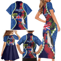 Southland Anniversary Day Family Matching Short Sleeve Bodycon Dress and Hawaiian Shirt Murihiku 1861 Maori Bird Mix Pohutukawa LT14 - Polynesian Pride
