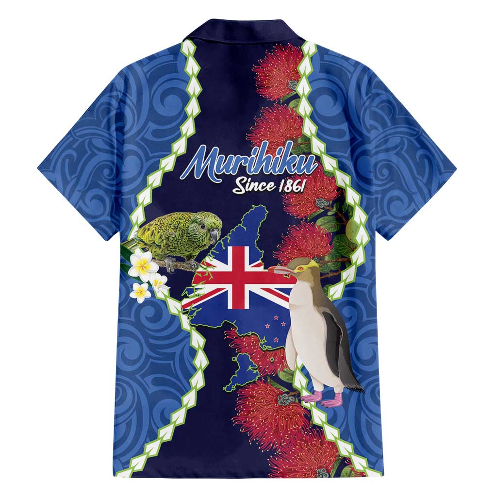 Southland Anniversary Day Family Matching Short Sleeve Bodycon Dress and Hawaiian Shirt Murihiku 1861 Maori Bird Mix Pohutukawa LT14 - Polynesian Pride
