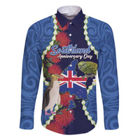 Southland Anniversary Day Family Matching Short Sleeve Bodycon Dress and Hawaiian Shirt Murihiku 1861 Maori Bird Mix Pohutukawa LT14 Dad's Shirt - Long Sleeve Blue - Polynesian Pride