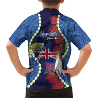 Southland Anniversary Day Family Matching Tank Maxi Dress and Hawaiian Shirt Murihiku 1861 Maori Bird Mix Pohutukawa