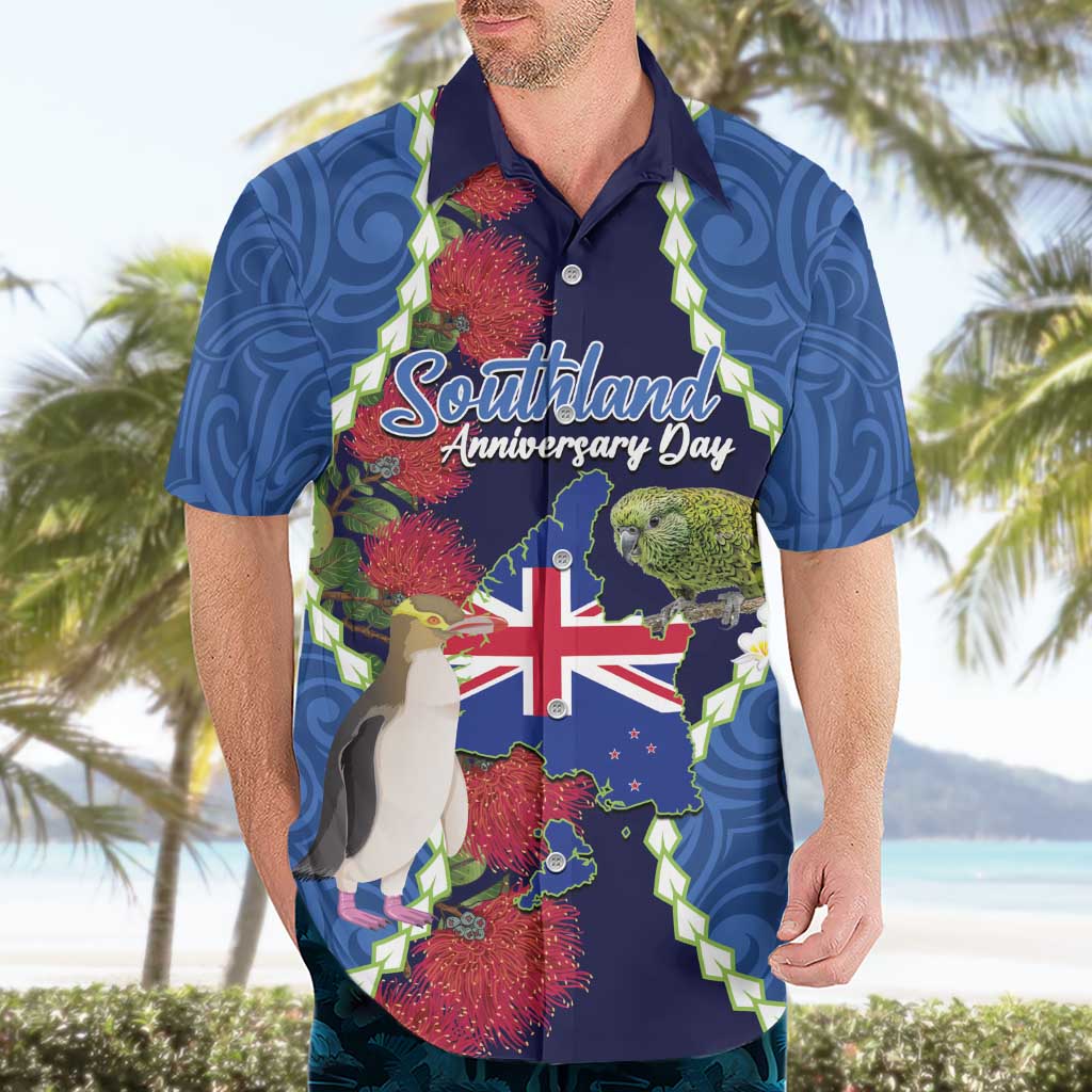 Southland Anniversary Day Hawaiian Shirt Murihiku 1861 Maori Bird Mix Pohutukawa