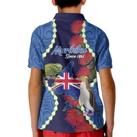 Southland Anniversary Day Kid Polo Shirt Murihiku 1861 Maori Bird Mix Pohutukawa