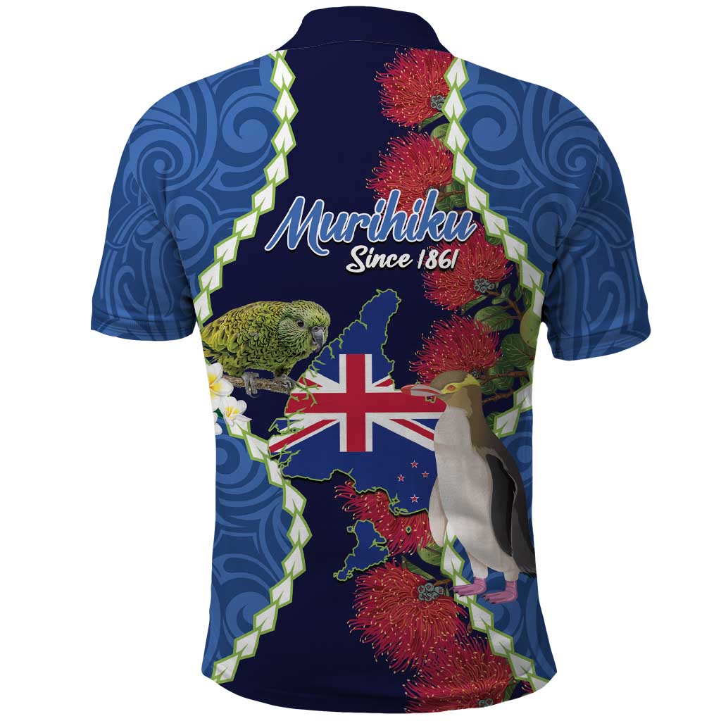 Southland Anniversary Day Polo Shirt Murihiku 1861 Maori Bird Mix Pohutukawa