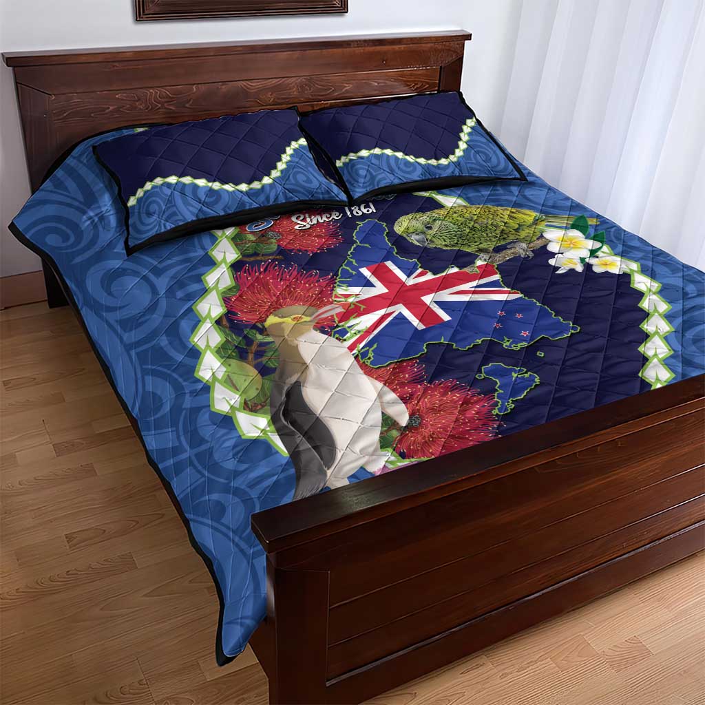 Southland Anniversary Day Quilt Bed Set Murihiku 1861 Maori Bird Mix Pohutukawa