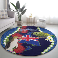 Southland Anniversary Day Round Carpet Murihiku 1861 Maori Bird Mix Pohutukawa