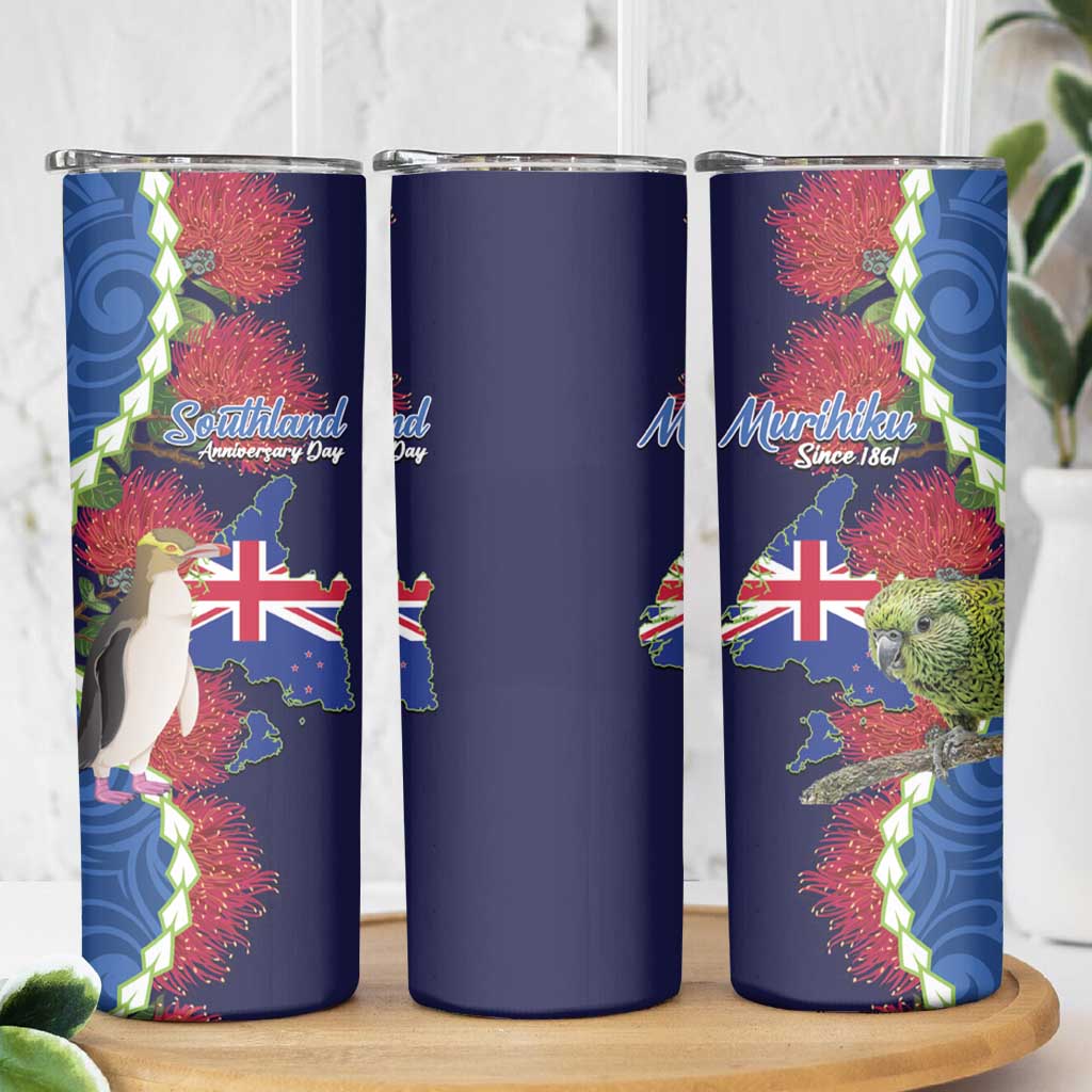 Southland Anniversary Day Skinny Tumbler Murihiku 1861 Maori Bird Mix Pohutukawa LT14 - Polynesian Pride
