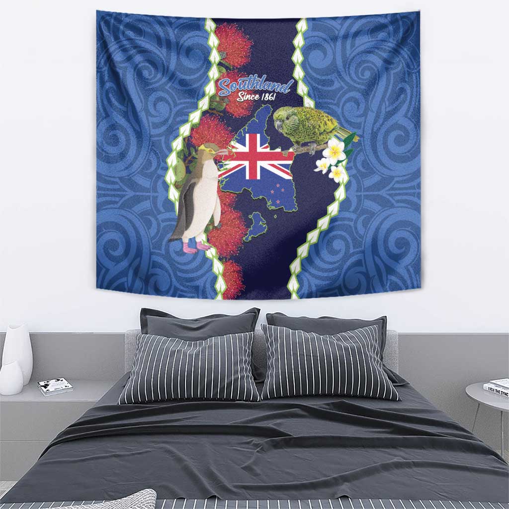 Southland Anniversary Day Tapestry Murihiku 1861 Maori Bird Mix Pohutukawa