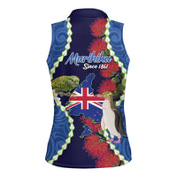Southland Anniversary Day Women Sleeveless Polo Shirt Murihiku 1861 Maori Bird Mix Pohutukawa