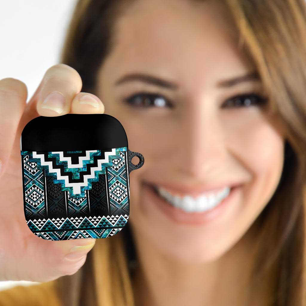 Paua Shell Taniko Pattern Aotearoa AirPods Case Niho Taniwha Mix Poutama - Polynesian Pride